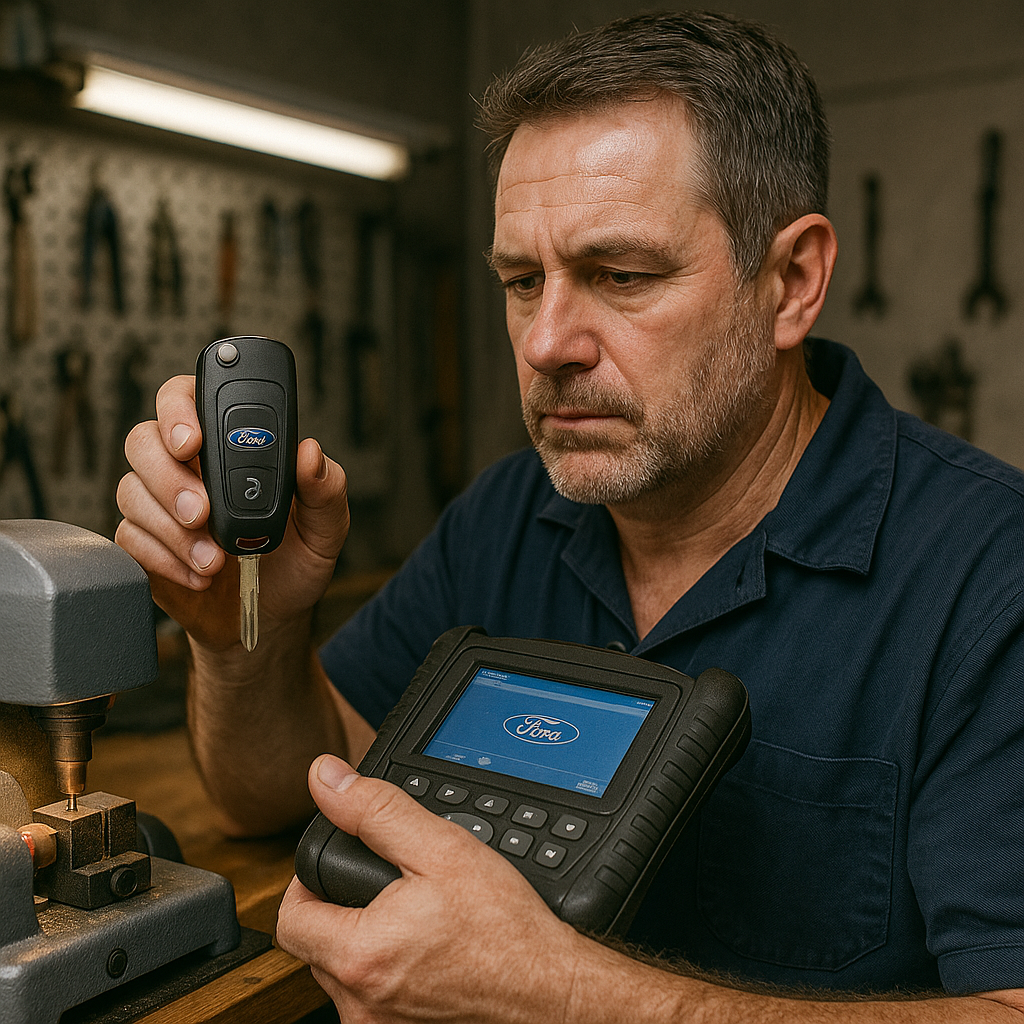 Atölyede Ford anahtarı programlayan usta – Ford anahtar yapımı Bursa